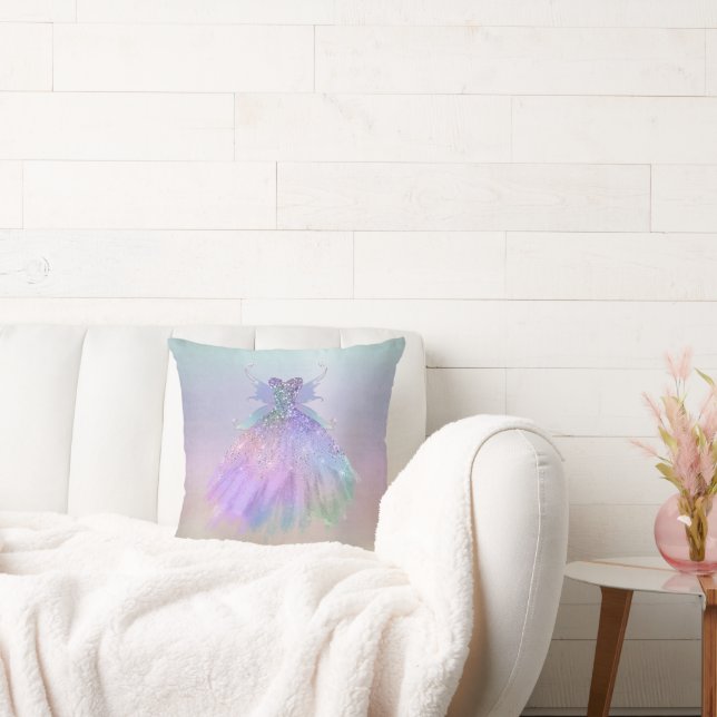 Ethereal Fairy Wing Gown | Rainbow Ombre Sheen Cushion (Couch)