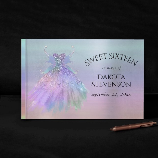 Ethereal Fairy Wing Gown | Rainbow Pastel Sheen Guest Book (Creator Uploaded)
