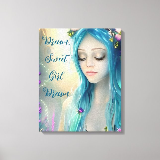 Ethereal Fantasy Art | Beautiful Blue Fairy  Canvas Print (Front)