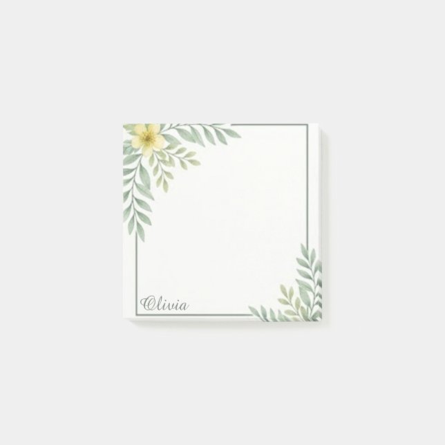 Ethereal Floral Border Personalised Sticky Notes (Front)