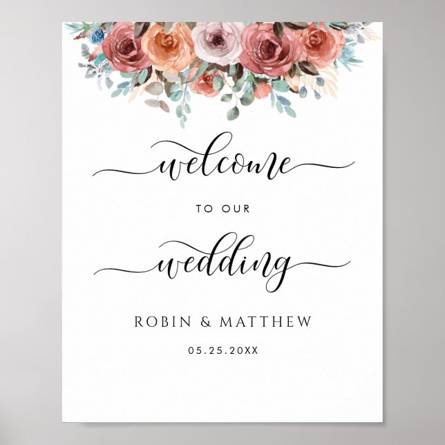 Ethereal Floral Wedding Welcome Sign (Front)