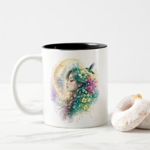 Ethereal Floral Woman Hummingbird Mug