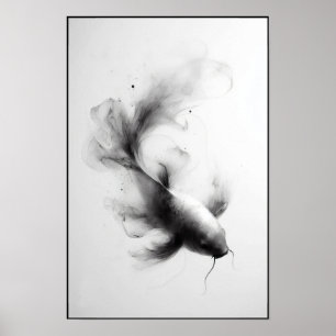 Ethereal Flow of a Graceful Koi Abstract Poster