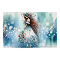 Ethereal Flower Fairy in Watercolor Dreamscape