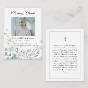Ethereal Flowers Orthodox Funeral Prayer Card
