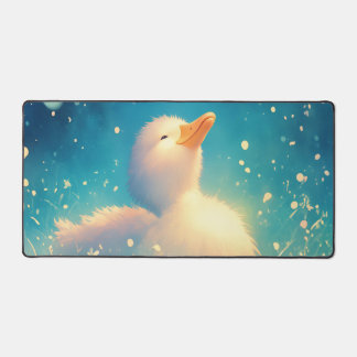 Ethereal Fluffy Duckling Midnight Starlight Glow Desk Mat