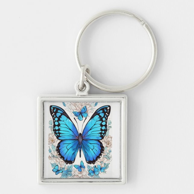 Ethereal Flutter: Minimalist Butterfly Silhouette  Key Ring (Front)