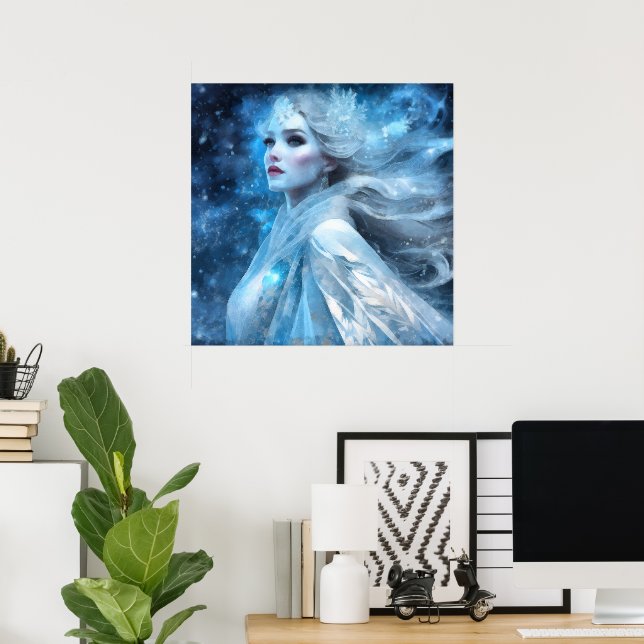Ethereal Frozen Snow Queen Fantasy Art Poster (Home Office)
