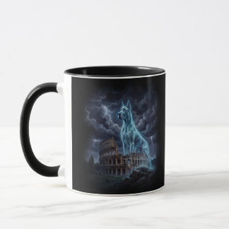 Ethereal Ghost Dog Guardian in Rome Colosseum Mug
