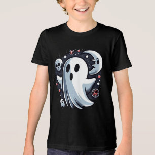 Ethereal Ghost with Moon & Skulls Spooky Halloween Tri-Blend Shirt