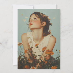 Ethereal Girl in Wildflowers Invitation