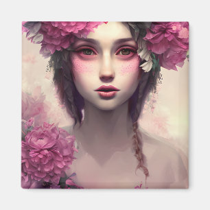 Ethereal Girl with Pink Freckles Magnet