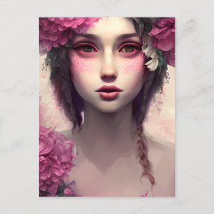 Ethereal Girl with Pink Freckles Postcard