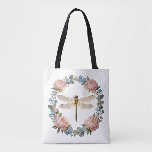 Ethereal Glow Dragonfly Art Tote Bag (Front)
