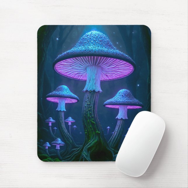 Ethereal Glowing Bioluminescent Forest Fungal Mouse Pad (With Mouse)