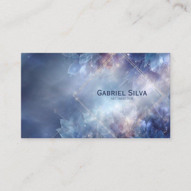 Ethereal Glowing Celestial Crystal Business Card (Front)