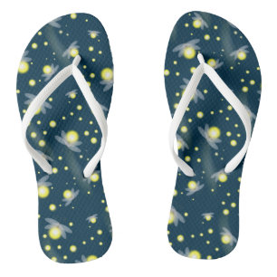 Ethereal Glowing Fireflies at Night Pattern Jandals