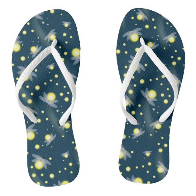 Ethereal Glowing Fireflies at Night Pattern Jandals (Footbed)