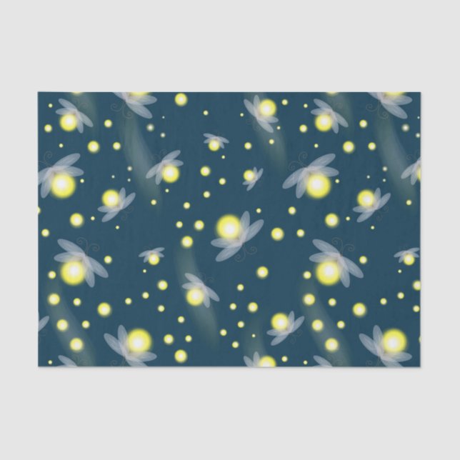 Ethereal Glowing Fireflies at Night Pattern Tissue Paper (Front)