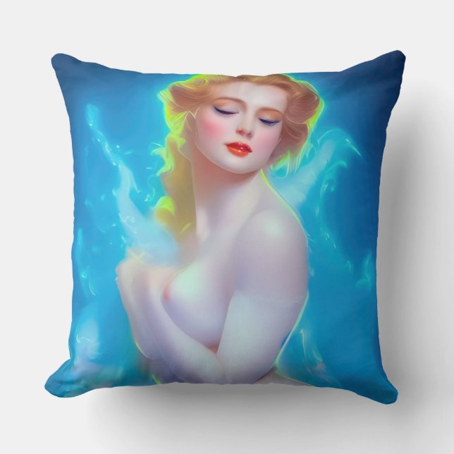 Ethereal Goddess Portrait – Surreal Fantasy Cushion (Front)
