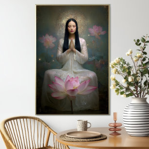 Ethereal Goddess Quan Yin High Frequency Floral  Poster