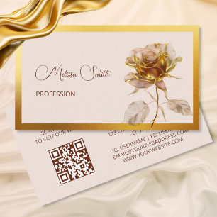 Ethereal Gold Rose Flower Business Card