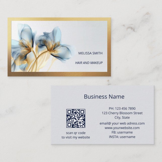 Ethereal Gold Rose Flower Business Card (Front/Back)
