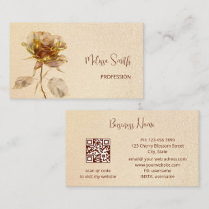 Ethereal Gold Rose Flower Business Card