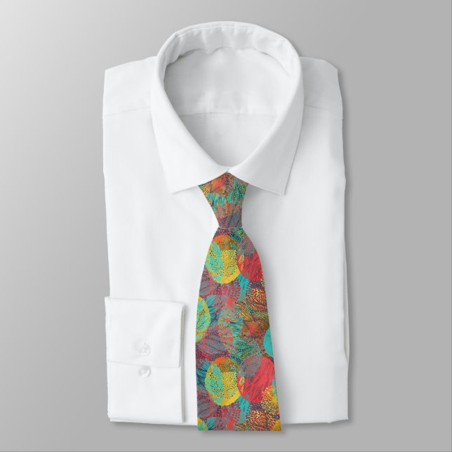 Ethereal Golden Blossoms - Seamless Floral Harmony Tie (Tied)