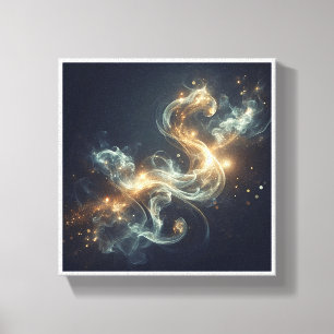 Ethereal Golden Smoke Abstract - Enchanting Glowin Canvas Print