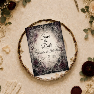 Ethereal Gothic Floral Wedding Save The Date