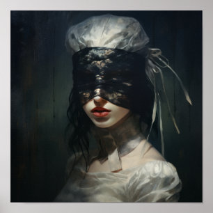 Ethereal Gothic Portrait: Hauntingly Beautiful Bli Poster