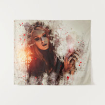 Ethereal Gothic Woman with Red Accents