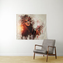 Ethereal Gothic Woman with Red Accents