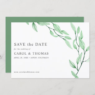Ethereal Green   chic botanical save the date Invitation