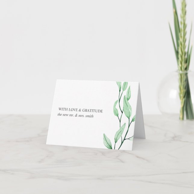 Ethereal Green  | chic botanical thank you Holiday Card (Front)