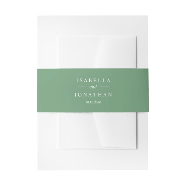 Ethereal Green | wedding classic monogram Invitation Belly Band (Front Example)