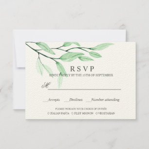 Ethereal Green WEDDING RSVP MEAL CHOICE Card