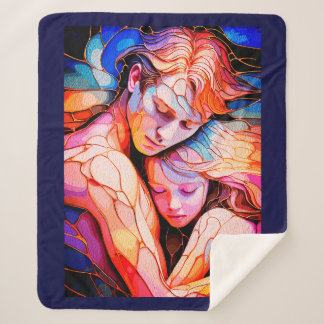 Ethereal Guardian Embrace – Fantasy Stained Glass Sherpa Blanket