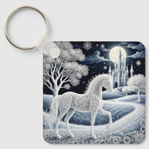 Ethereal Horse and Enchanted Castle Key Ring