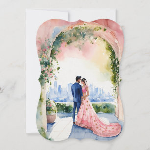 Ethereal Indian Wedding" Watercolor Flat Card