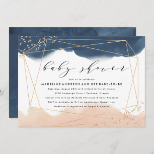 Ethereal   Indigo and Blush Baby Shower Invitation