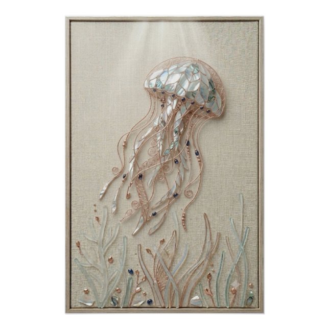 Ethereal Jellyfish Coastal Wall Art (Front)