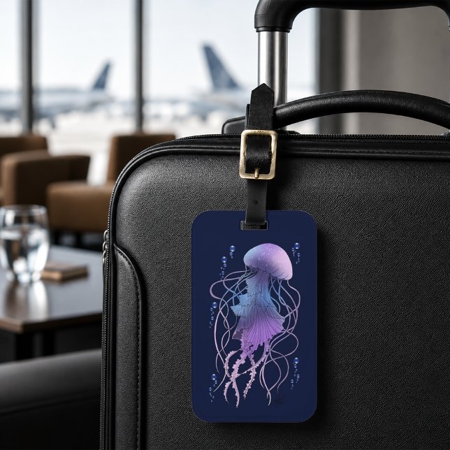 Ethereal Jellyfish Violet Blue Luggage Tag (Creator Uploaded)