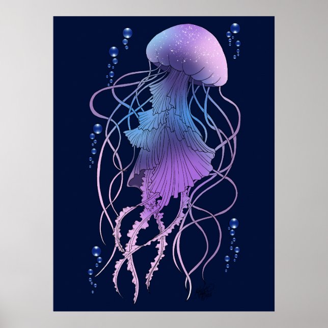 Ethereal Jellyfish Violet Blue Poster (Front)