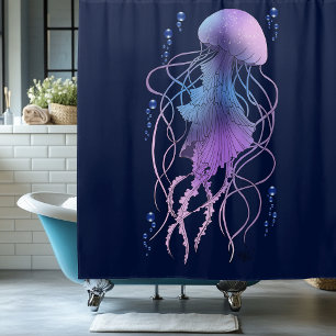 Ethereal Jellyfish Violet Blue Shower Curtain