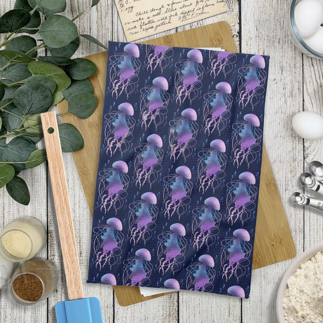 Ethereal Jellyfish Violet Blue Tea Towel (Creator Uploaded)