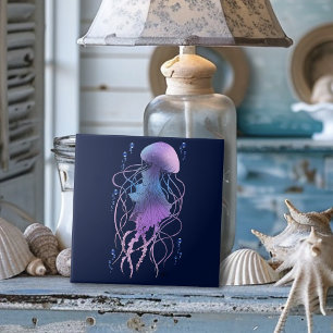 Ethereal Jellyfish Violet Blue Tile