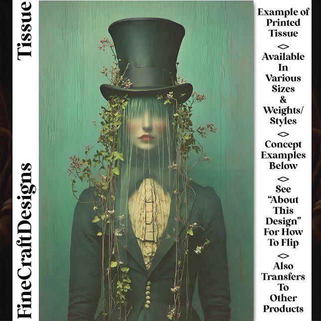 Ethereal Lady In Veil, Eyes Obscured CR9 Decoupage Tissue Paper (Creator Uploaded)