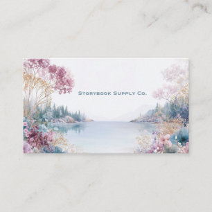 Ethereal Landscape Pink and Gold Floral Business Card